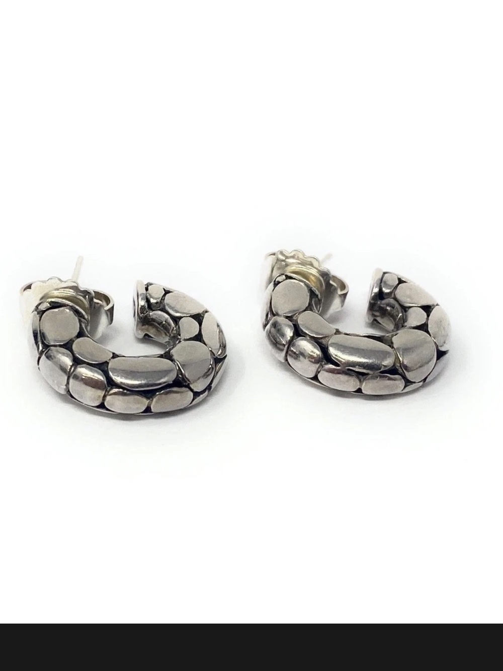 Authentic John Hardy Kali  Pebble Earrings 925 Sterling Silver Hoop - Picture 4 of 6